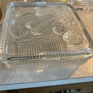 Vintage Glass Vegetable Design Dish